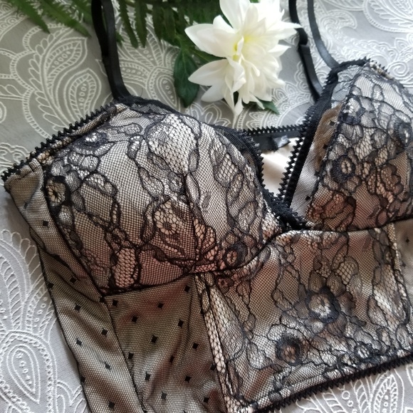 BKE Other - Boutique Black Lace Longline Bralette, Large